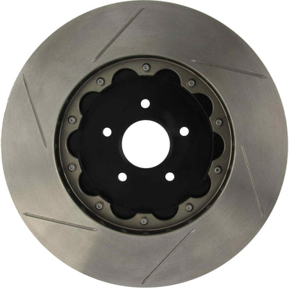 StopTech 12-15 BMW 335i Front Left Slotted AeroRotor w/ Black Hat 129.34144.13