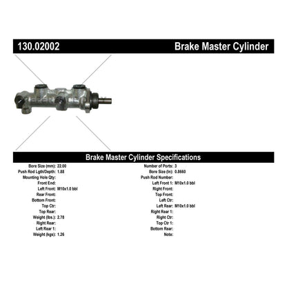 Stoptech Centric 81-86 Alfa Romeo Alfetta Premium Brake Master Cylinder 130.02002