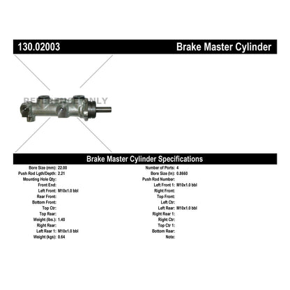 Centric Parts Brake Master Cylinder Premium for OEM fit 130.02003