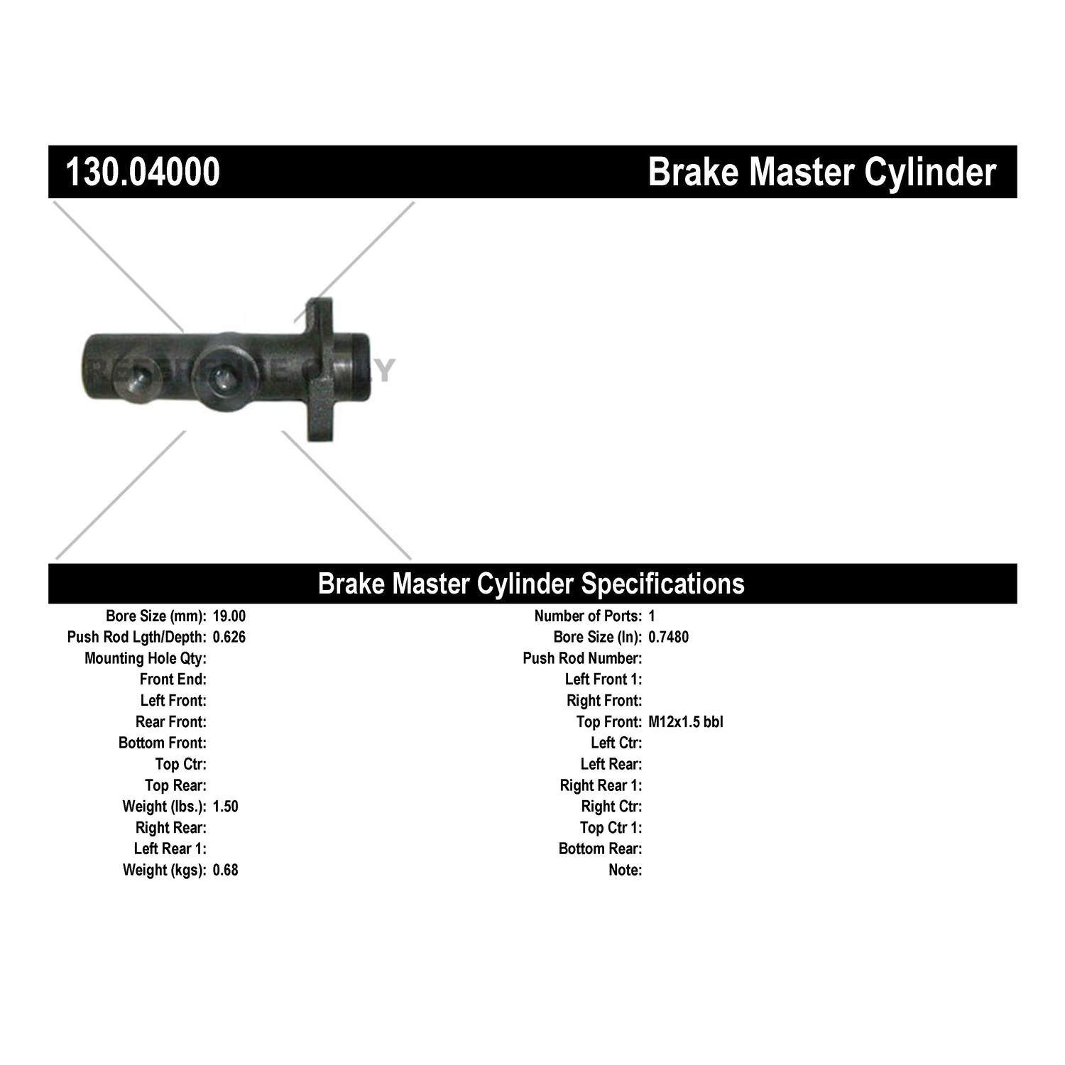 StopTech Premium Brake Master Cylinder 130.04000