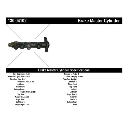 Stoptech Centric Premium Brake Master Cylinder 130.04102