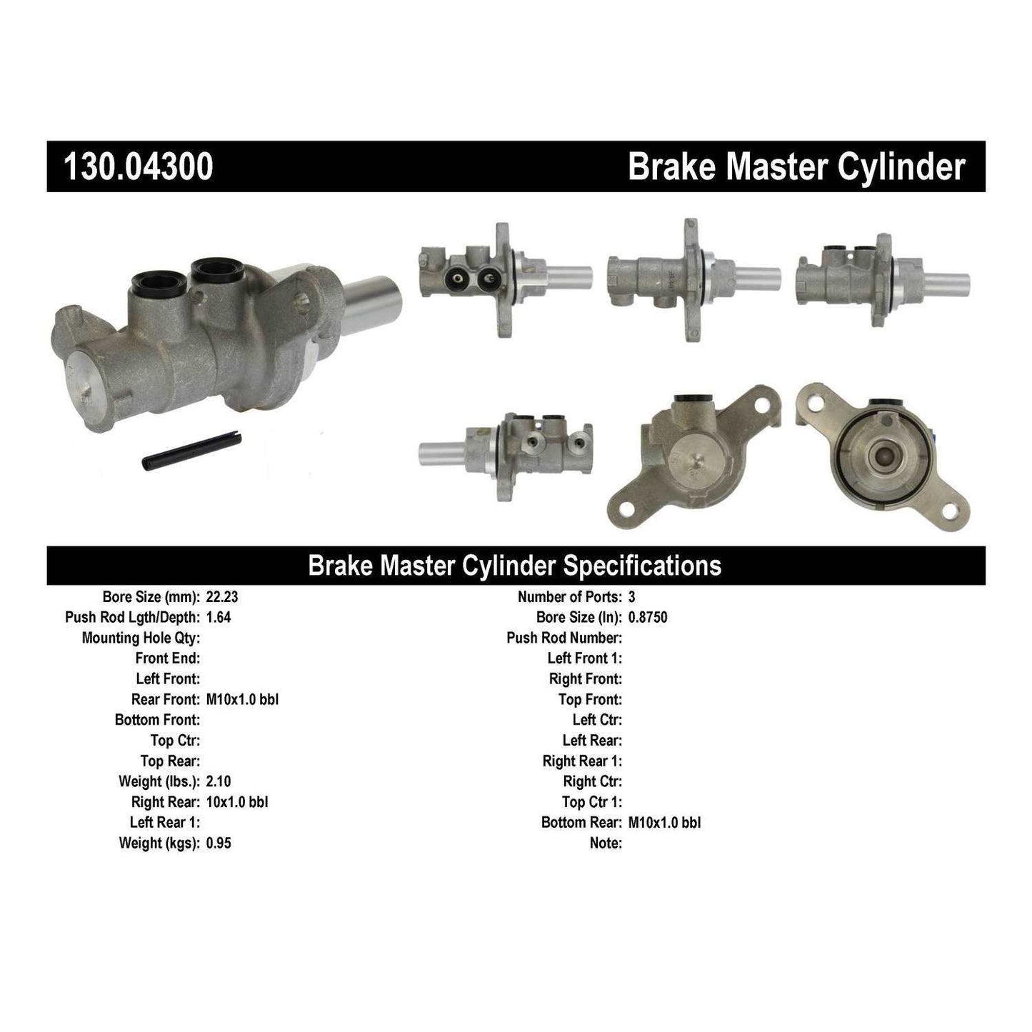 Centric Parts Brake Master Cylinder Premium 130.04300