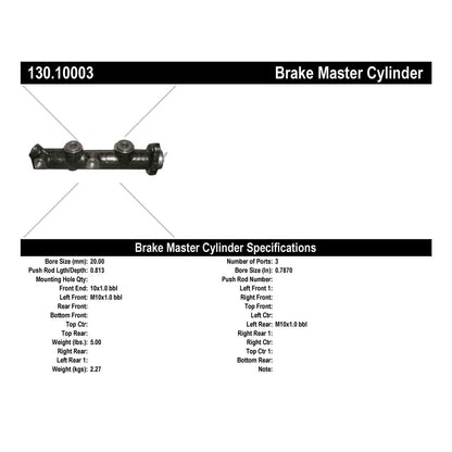 Centric Parts Premium Brake Master Cylinder 130.10003
