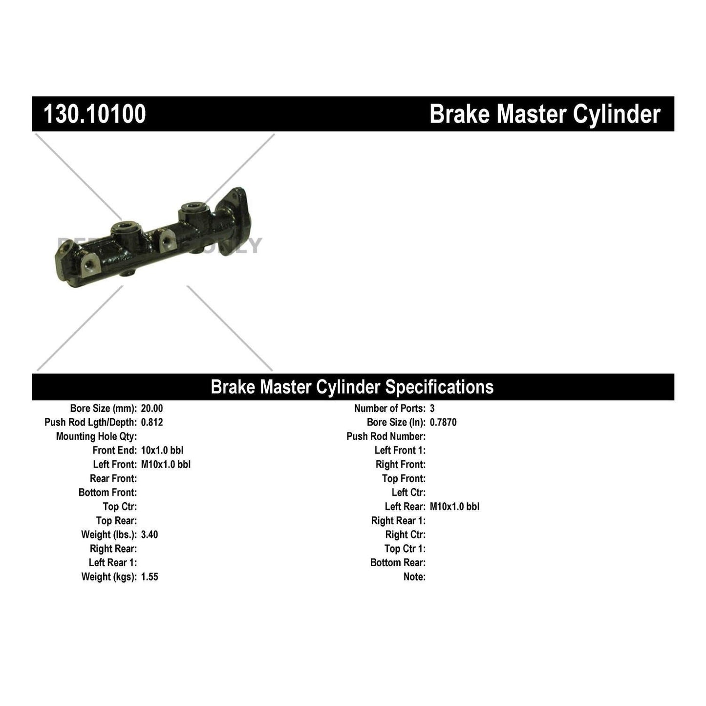 Centric Parts Brake Master Cylinder Premium for OEM fit 130.10100