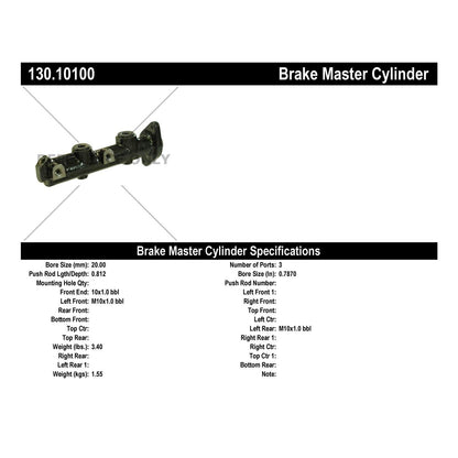 Centric Parts Brake Master Cylinder Premium for OEM fit 130.10100