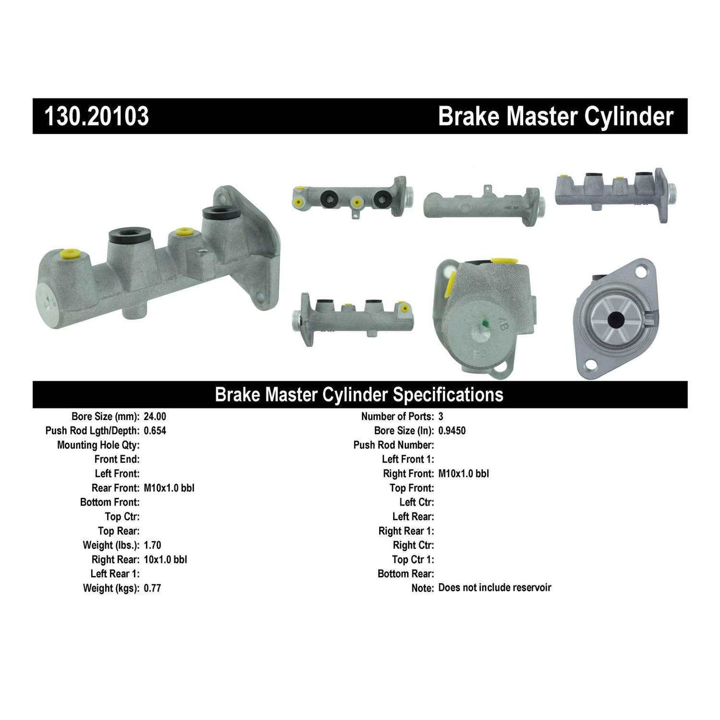 Centric Parts Brake Master Cylinder Premium 130.20103