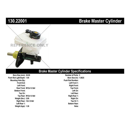 Centric Parts Brake Master Cylinder Premium 130.22001