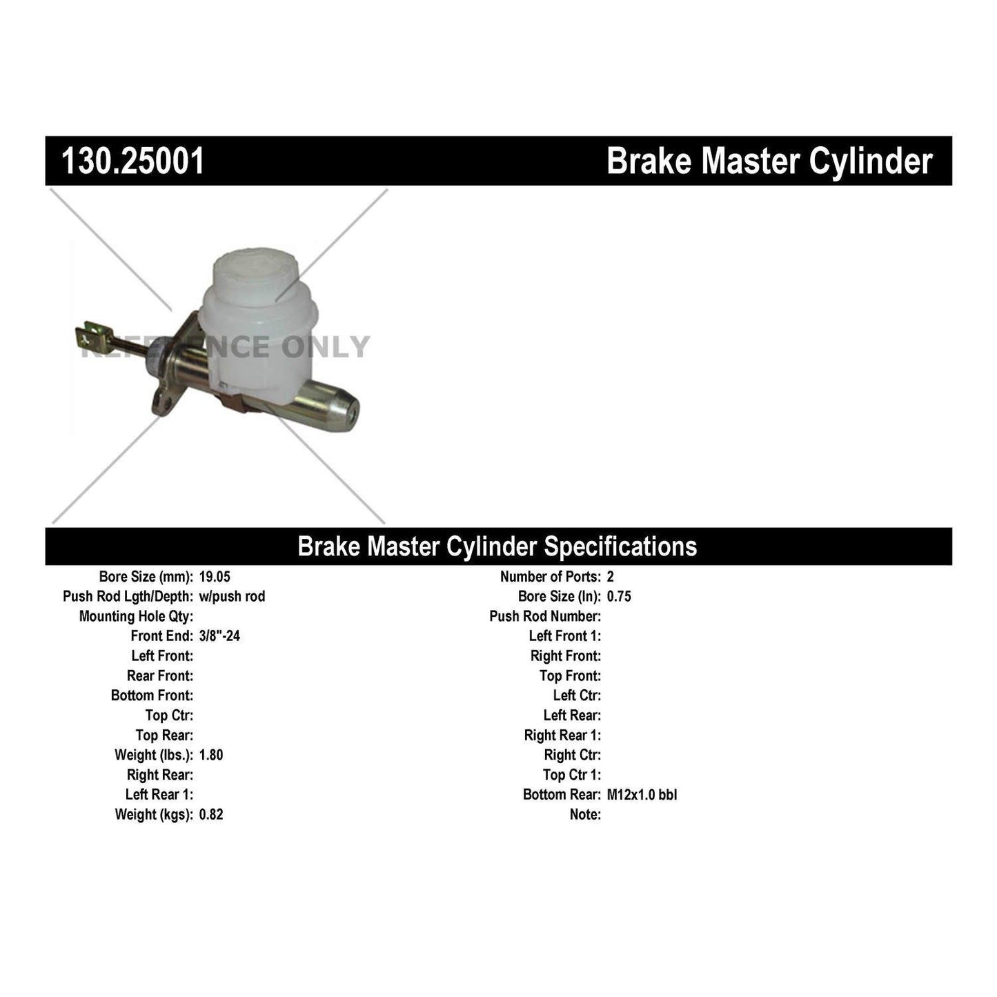 Stoptech Centric Premium Brake Master Cylinder 130.25001