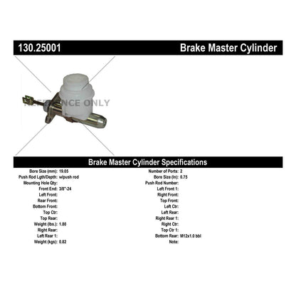 Stoptech Centric Premium Brake Master Cylinder 130.25001