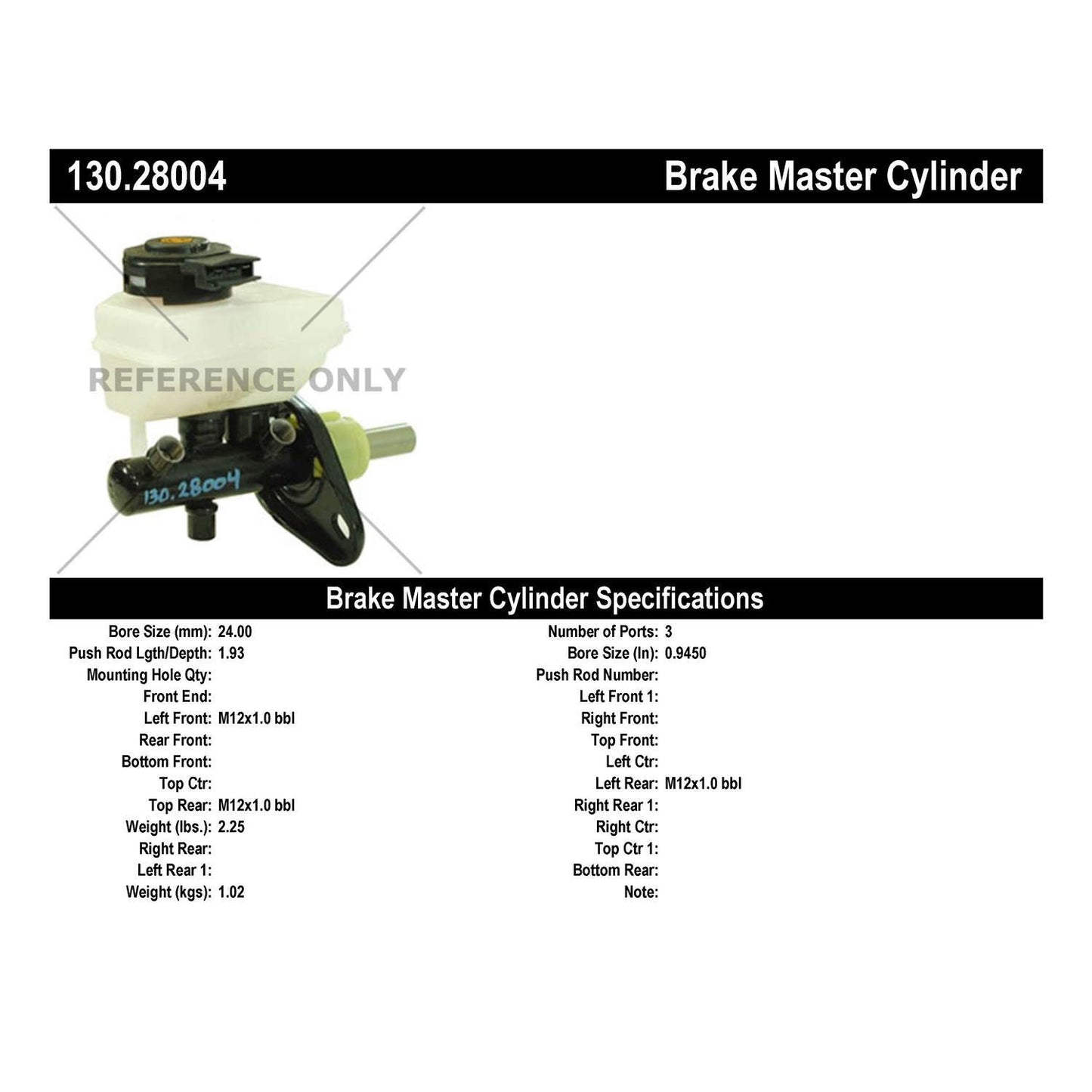 Centric Parts Brake Master Cylinder
