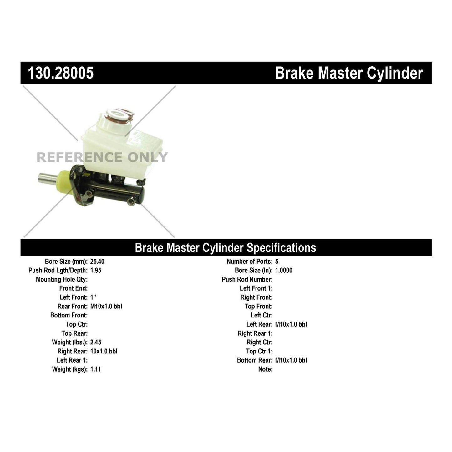 Centric Parts Brake Master Cylinder Premium for OEM fit 130.28005