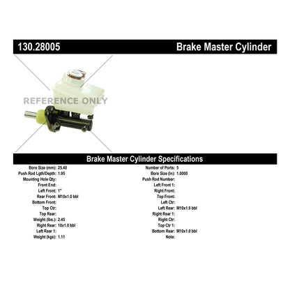 Centric Parts Brake Master Cylinder Premium for OEM fit 130.28005