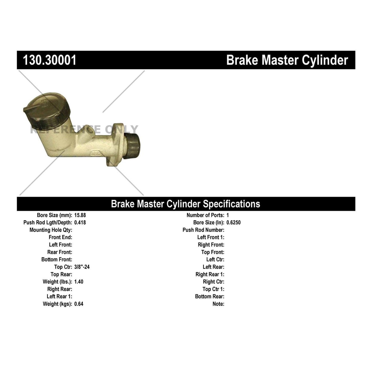 Centric Parts Premium Brake Master Cylinder 130.30001