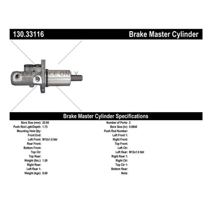 Centric Parts Premium Brake Master Cylinder 130.33116