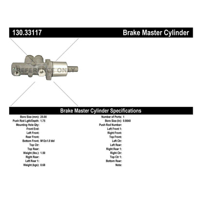 Centric Parts Brake Master Cylinder 130.33117