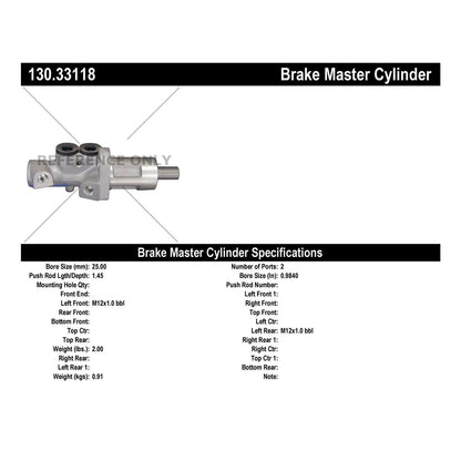 Centric Parts Brake Master Cylinder Premium for OEM fit 130.33118