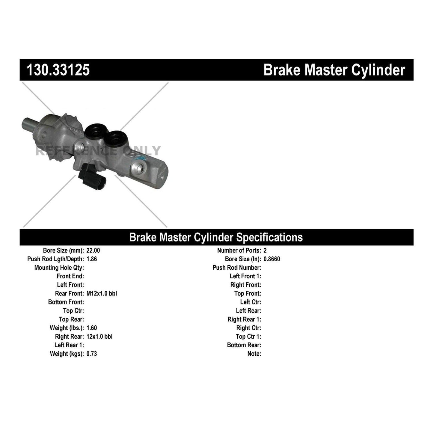Centric Parts Premium Brake Master Cylinder 130.33125