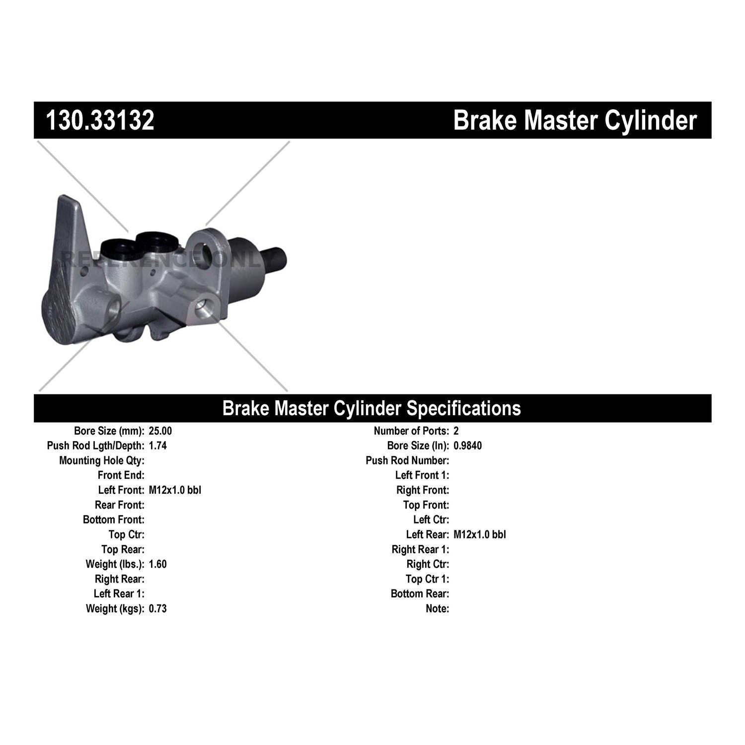 Stoptech Centric 09-15 Audi A4/A5 / 08-12 Audi S5 / A5 Quattro Premium Brake Master Cylinder 130.33132