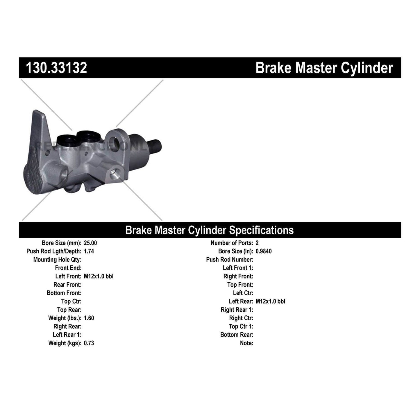 Centric Parts Brake Master Cylinder Premium 130.33132