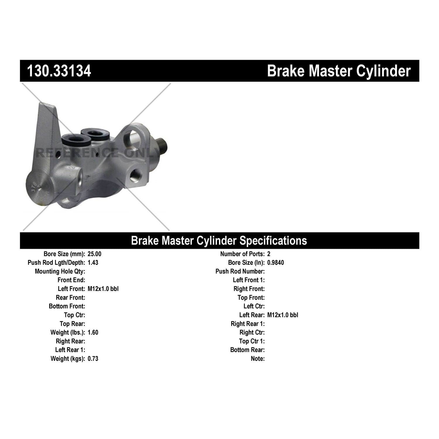 StopTech Premium Brake Master Cylinder 130.33134