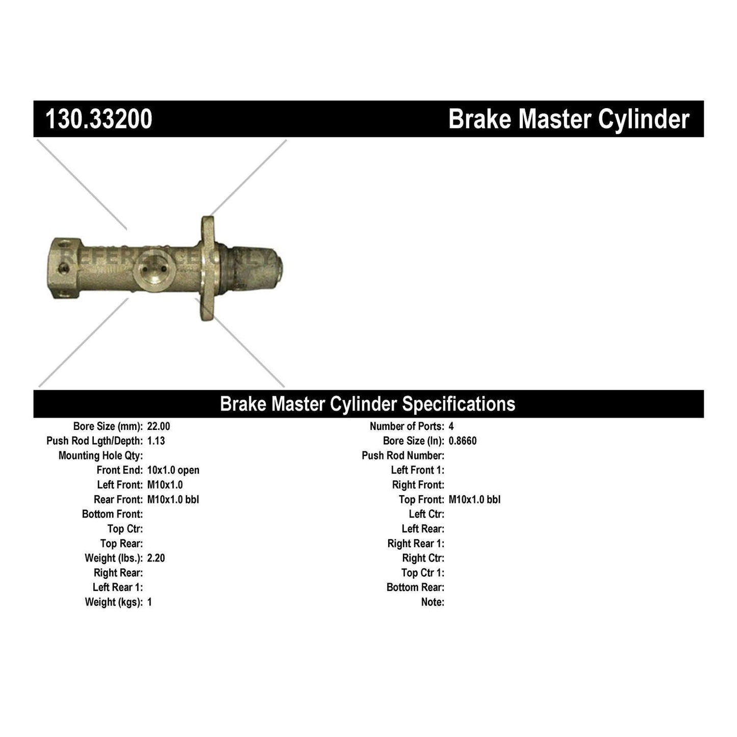 Centric Parts Brake Master Cylinder 130.33200