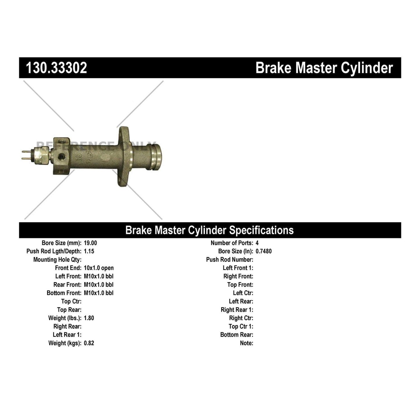 Stoptech Centric Premium Brake Master Cylinder 130.33302