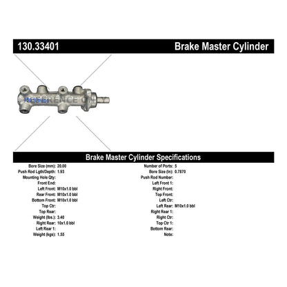 Centric Parts Premium Brake Master Cylinder 130.33401