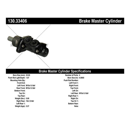 Centric Parts Premium Brake Master Cylinder 130.33406