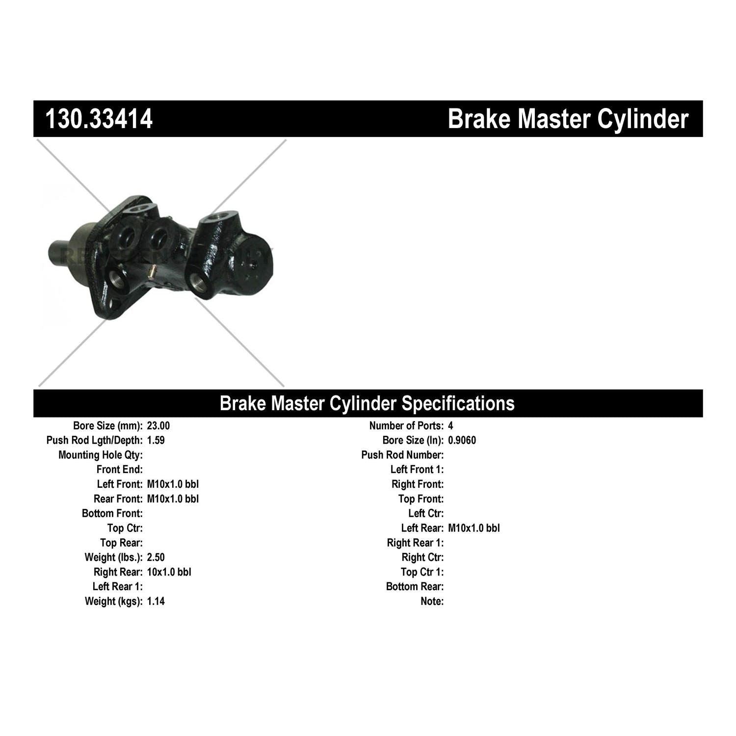 Stoptech Centric 1995 Volkswagen EuroVan Premium Brake Master Cylinder 130.33414