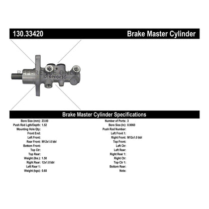 Centric Parts Brake Master Cylinder with Reservoir for OEM Fitment 130.33420