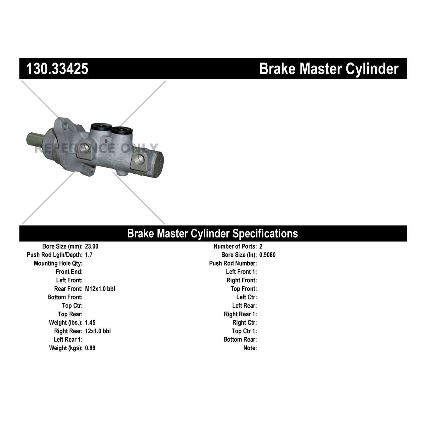 Centric Parts Brake Master Cylinder 130.33425