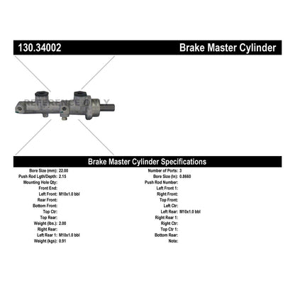 Centric Parts Premium Brake Master Cylinder for 1987-1991 BMW 318i 318is 325 Series 130.34002