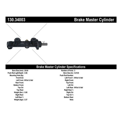 Stoptech Centric Premium Brake Master Cylinder 130.34003