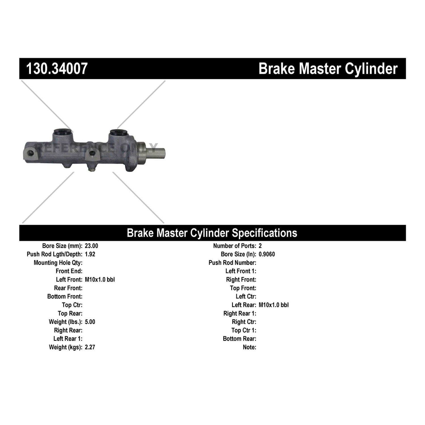 Centric Parts Premium Brake Master Cylinder 130.34007