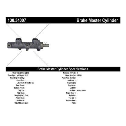 Centric Parts Brake Master Cylinder Premium for BMW 528e 1988-1992, 533i 1984-1983, 633CSi 1984-1982 130.34007