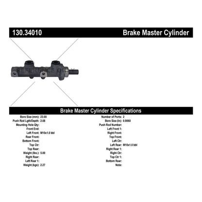 Centric Parts Brake Master Cylinder Premium with Original Aluminum Casting for 1985-1988 BMW 535i 535is 635CSi L6 M5 M6 130.34010