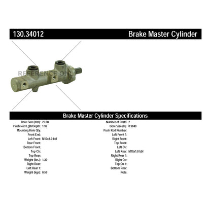 Centric Parts Premium Brake Master Cylinder 130.34012