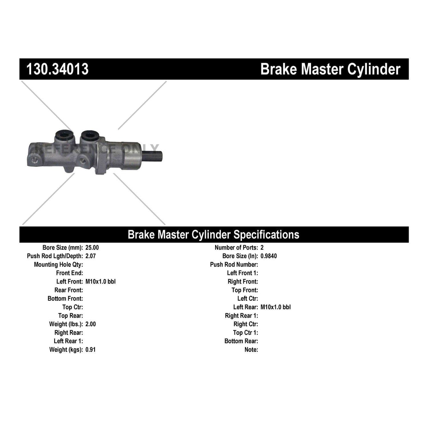 Centric Parts Brake Master Cylinder Premium for BMW 525i 1991-1989, 535i 1993-1989, 735i 1992-1988, 735iL 1992-1988, L7 1987, M5 1993-1991 130.34013