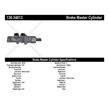Centric Parts Brake Master Cylinder Premium for BMW 525i 1991-1989, 535i 1993-1989, 735i 1992-1988, 735iL 1992-1988, L7 1987, M5 1993-1991 130.34013