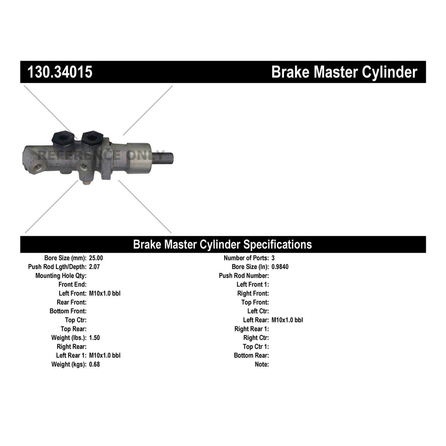 Centric Parts Brake Master Cylinder Premium for 1992-1994 BMW 525i/525iT 130.34015