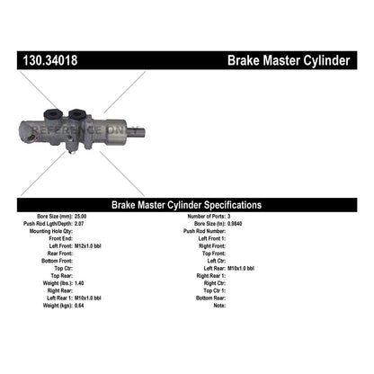 Centric Parts Premium Brake Master Cylinder for 1994-1995 BMW 525i 530i 540i and 1998-2000 Z3 130.34018
