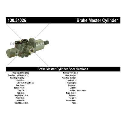 Centric Parts Premium Brake Master Cylinder 130.34026