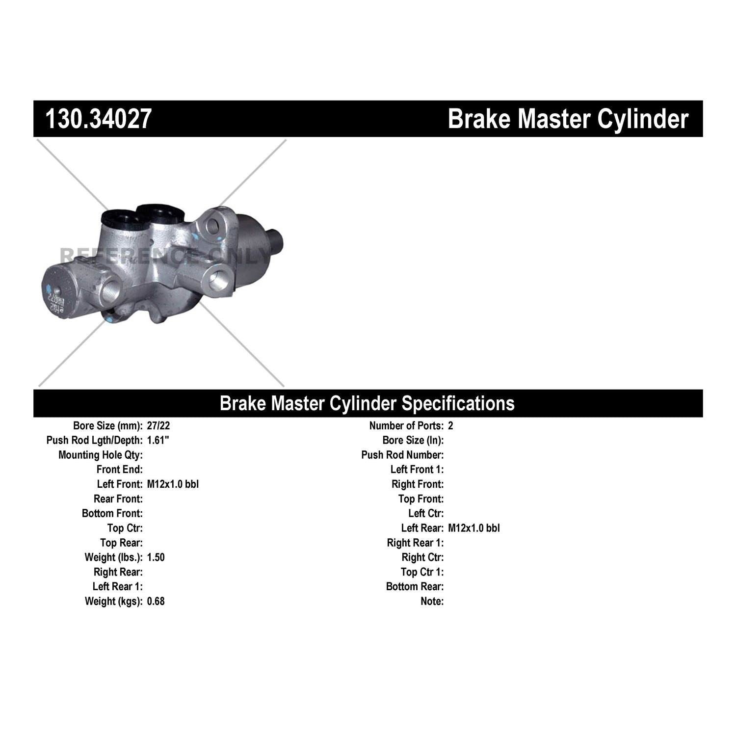 StopTech Premium Brake Master Cylinder 130.34027