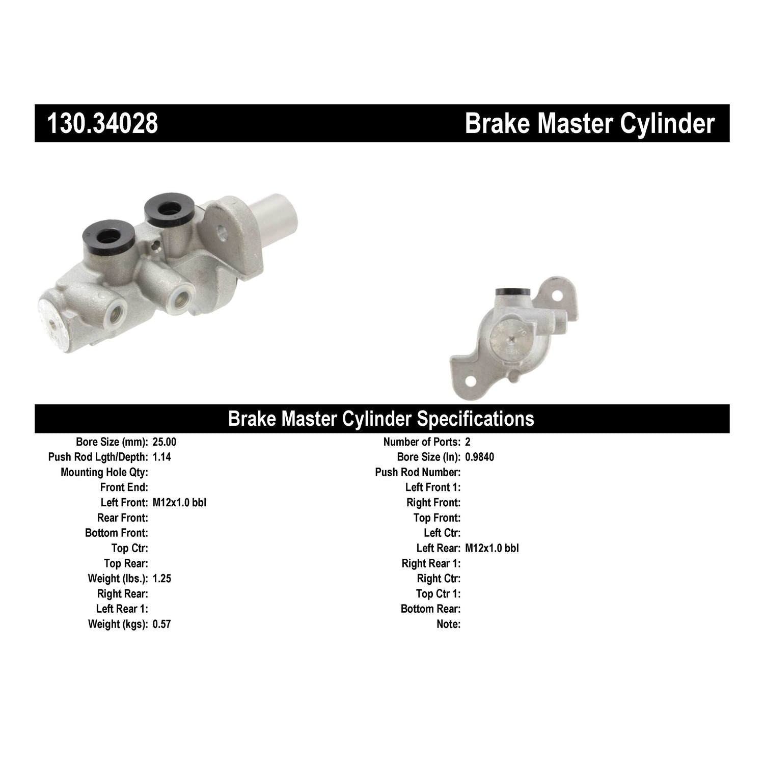 Centric Parts Premium Brake Master Cylinder 130.34028