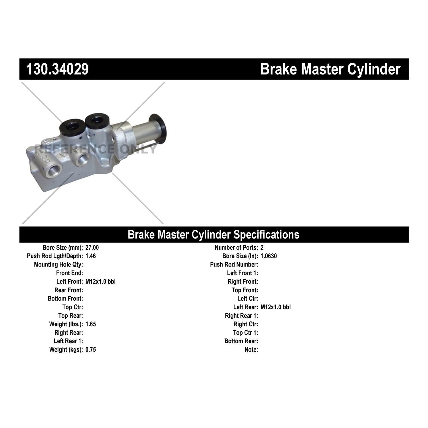 StopTech Premium Brake Master Cylinder 130.34029