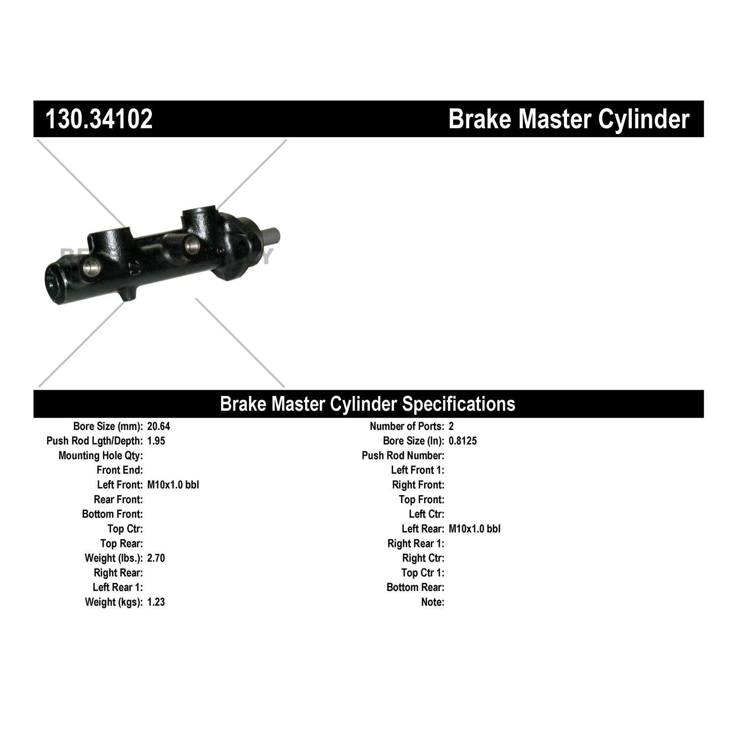 Stoptech Centric 84-87 BMW 325E Premium Brake Master Cylinder 130.34102