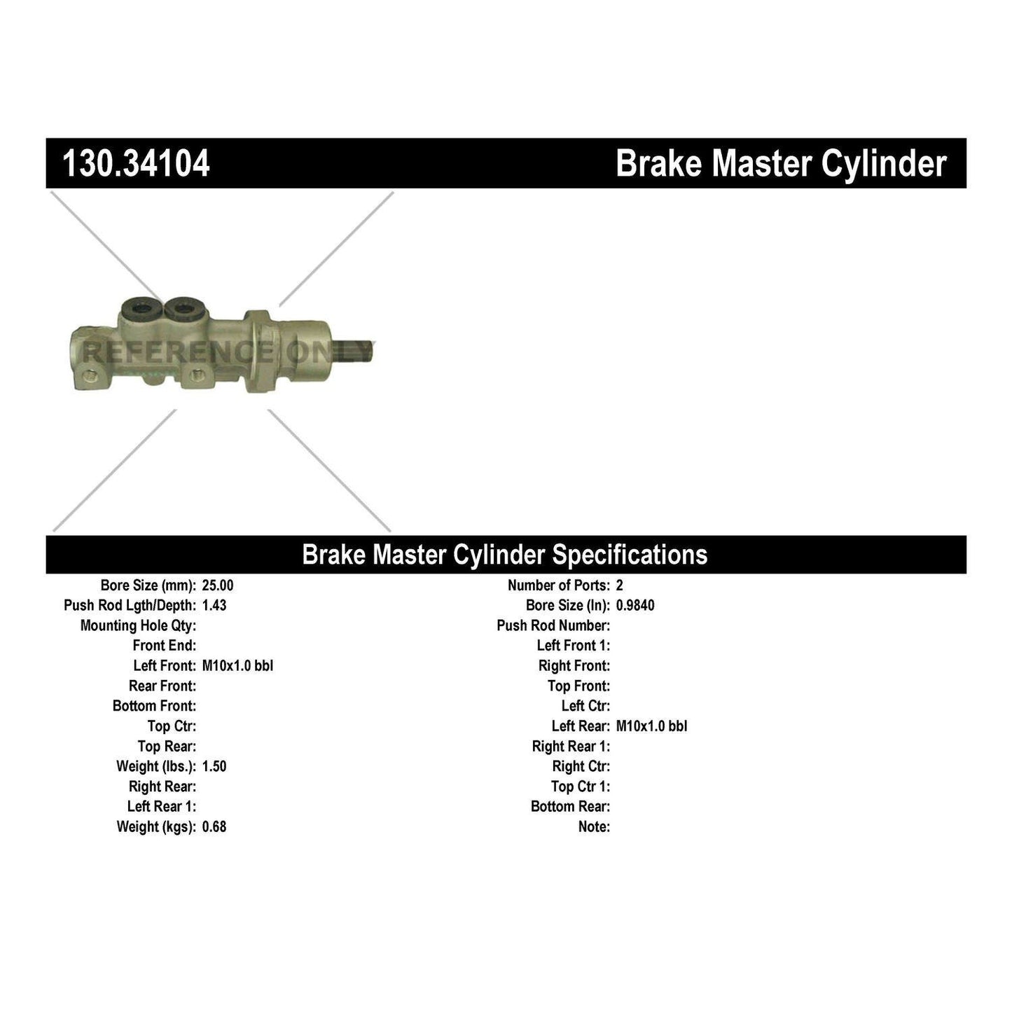 Stoptech Centric 94-99 BMW 3-Series Premium Brake Master Cylinder 130.34104