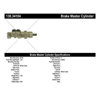 Stoptech Centric 94-99 BMW 3-Series Premium Brake Master Cylinder 130.34104