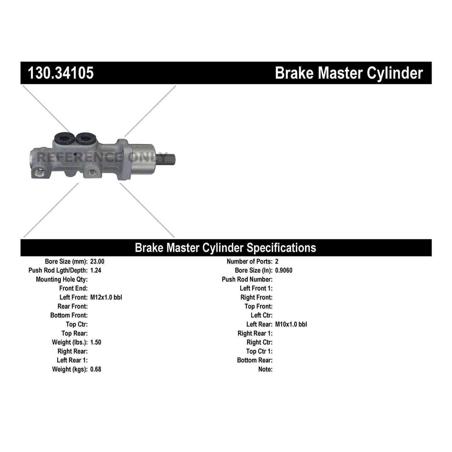 Stoptech Centric 96-02 BMW Z3 Premium Brake Master Cylinder 130.34105