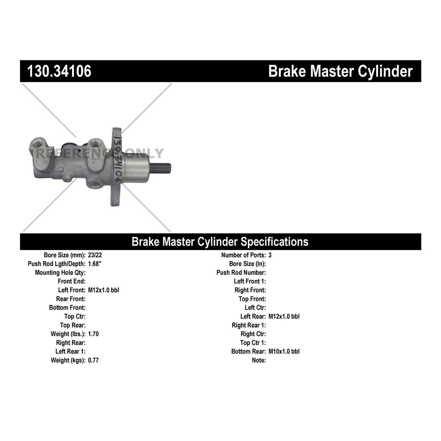 Centric Parts Brake Master Cylinder Premium for 2001-2005 BMW 325xi 330xi 130.34106